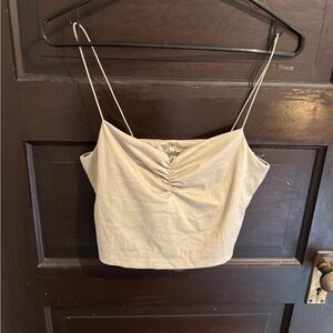 Madewell Beige Ruched Spaghetti Strap Crop Cami